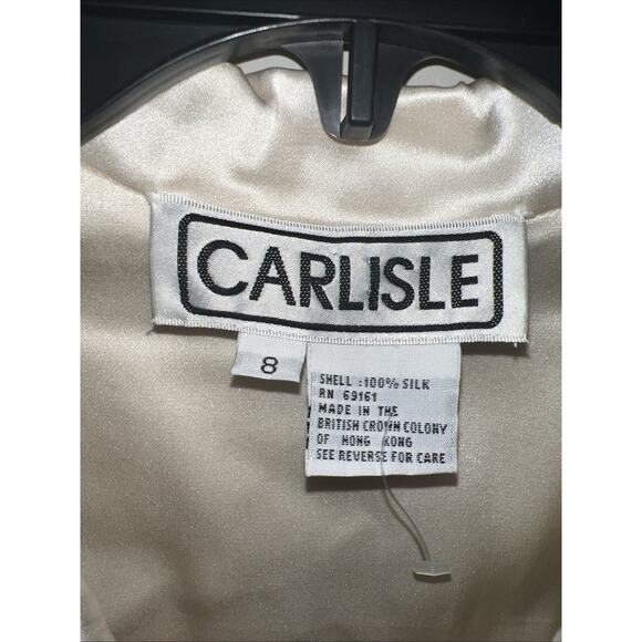 Carlisle Ivory 100% Silk Button Up Long Sleeve Blouse - Picture 5 of 8